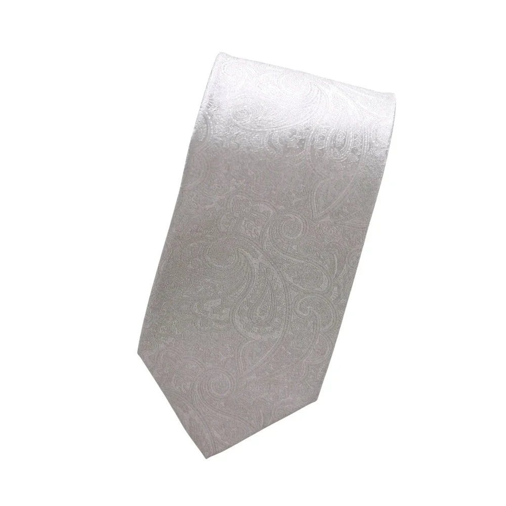 $350 STEFANO RICCI - Silver Paisley Silk - 3.25